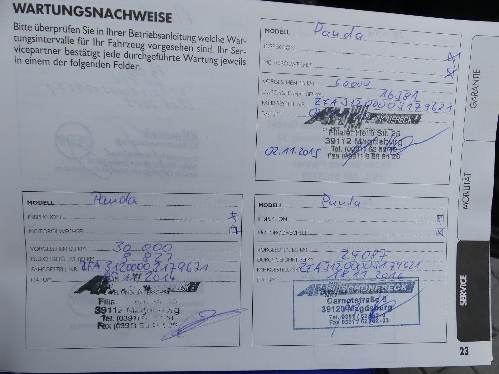 Fahrzeugabbildung Fiat Panda Lounge"2.HAND"83TKM"