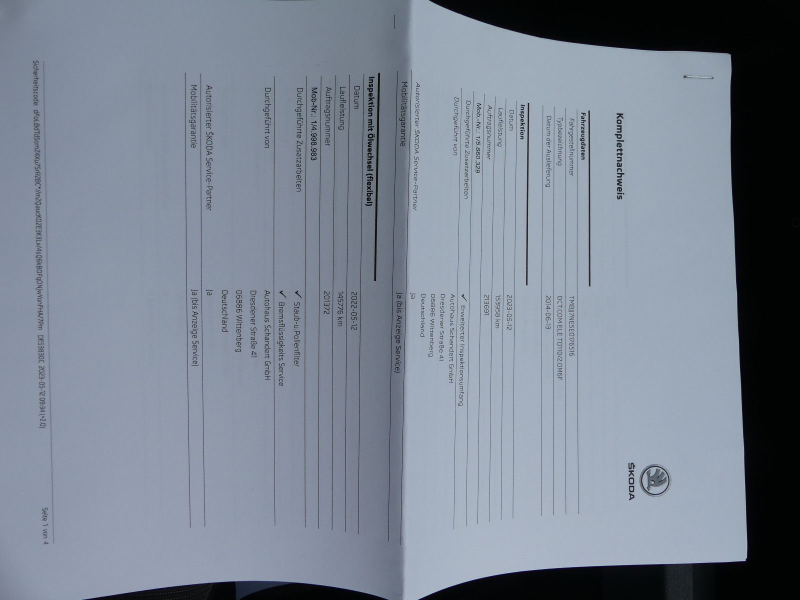 Fahrzeugabbildung SKODA Octavia Combi Elegance"SERVICEHEFT"