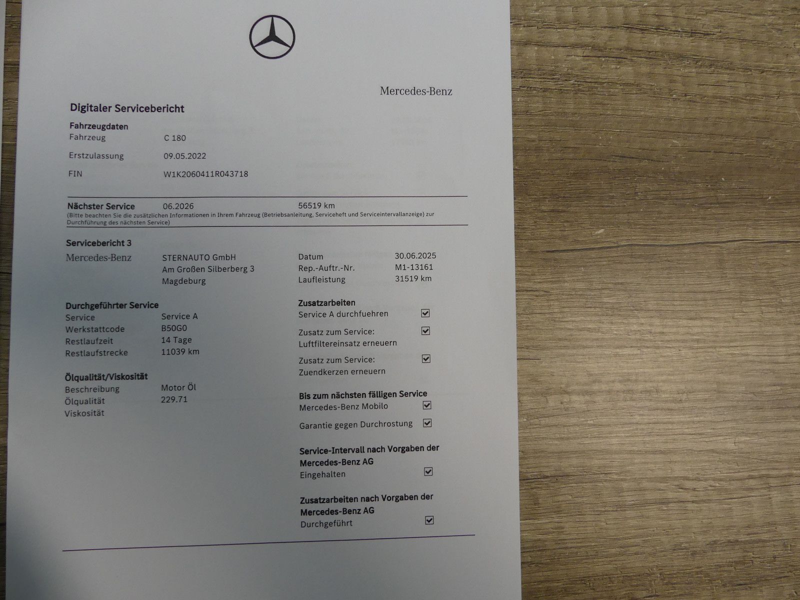 Fahrzeugabbildung Mercedes-Benz C 180 C Limousine C 180, Avantgarde